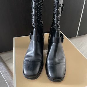 Black leather boots